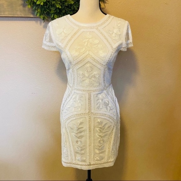 NWOT Lulus Spread Your Shine White Sequin Embroidered Bodycon Dress - Picture 7 of 16